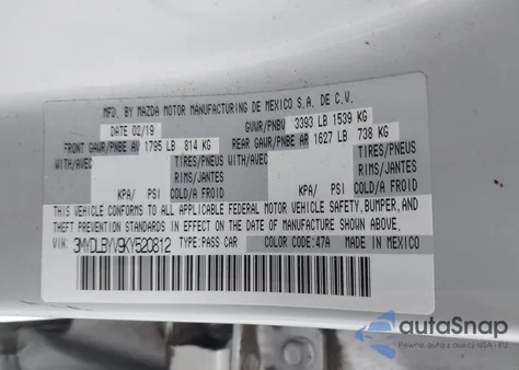 2019 Toyota Yaris Le z USA, uszkodzony, nr VIN 3MYDLBYV9KY520812